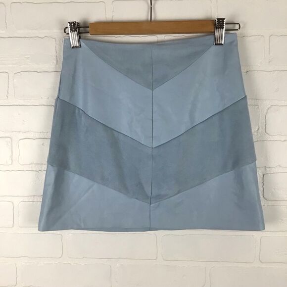 Leather Baby Blue Suede Skirt Light Blue In Small Forever 21 - Picture 9 of 9